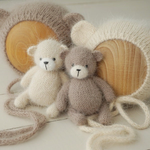 Bear hat, Bear toy, Angora toy, Angora bear bonnet, Newborn props, İnfant wear, Toys for photosession, stuffed animal, stuffed toy