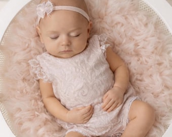 Nyfödd flickflicksparkdräkt för fotograferingar | Neutral babyoutfit | Heqadband och bodysuit | Nyföddfotograferingsrekvisita