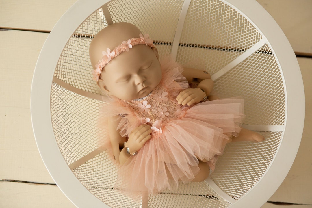 Newborn Dress, Baby Ballerina Outfit, Flower Detailed Headband, Pink