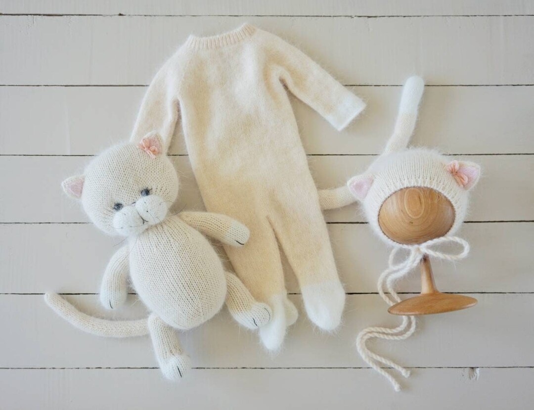Newborn Knitted Cat Costume Cat Ears Hat Big Size Kitten Etsy