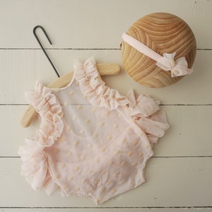 Pink Double Polka Dot Printed Ruffle Trim Short Sleeve Babydoll Shirt main image 1