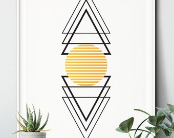 Geometrische Wand Kunst druckbare - geometrische Wanddruck - gelb geometrische Wandkunst - Kunst für Raum - druckbare Kunstwerk