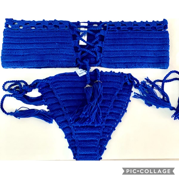 Blue Crochet Bikini Etsy