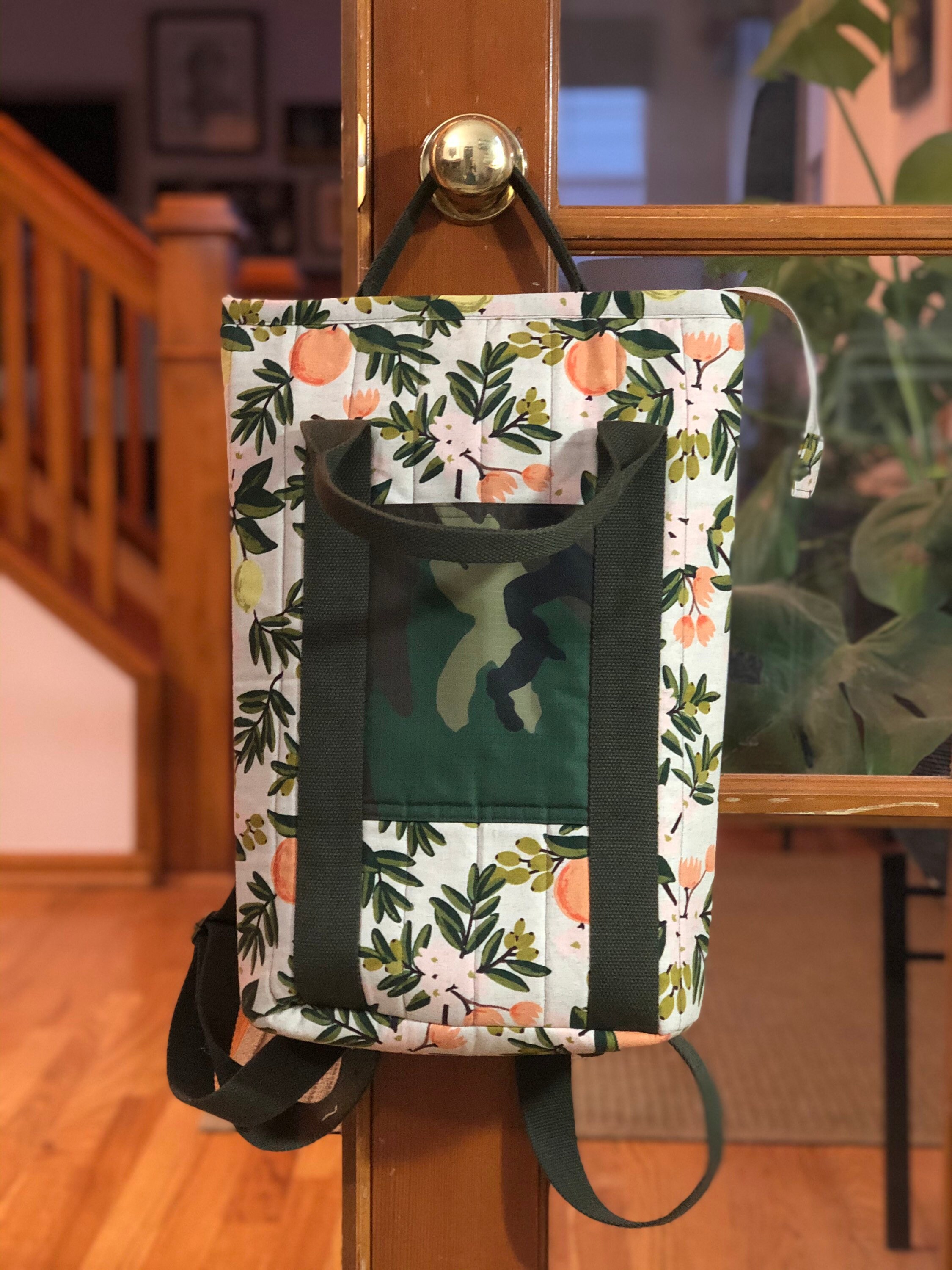 Think Spring Backpack Purse With Lemon and Orange Canvas Print 