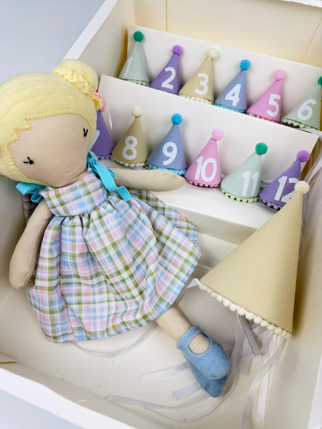 Handmade Baby Milestone Hat Set With Doll | First Year Photo Props ...