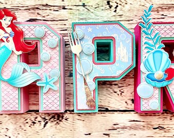 ariel themed letters etsy