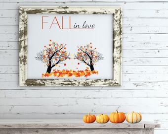 Fall wall art | Fall home decor | Fall decor | Autumn decor | Printable wall art | Fall in love wall decor