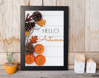 Fall wall art | Fall home decor | Fall decor | Autumn decor | Printable wall art | Hello autumn wall decor