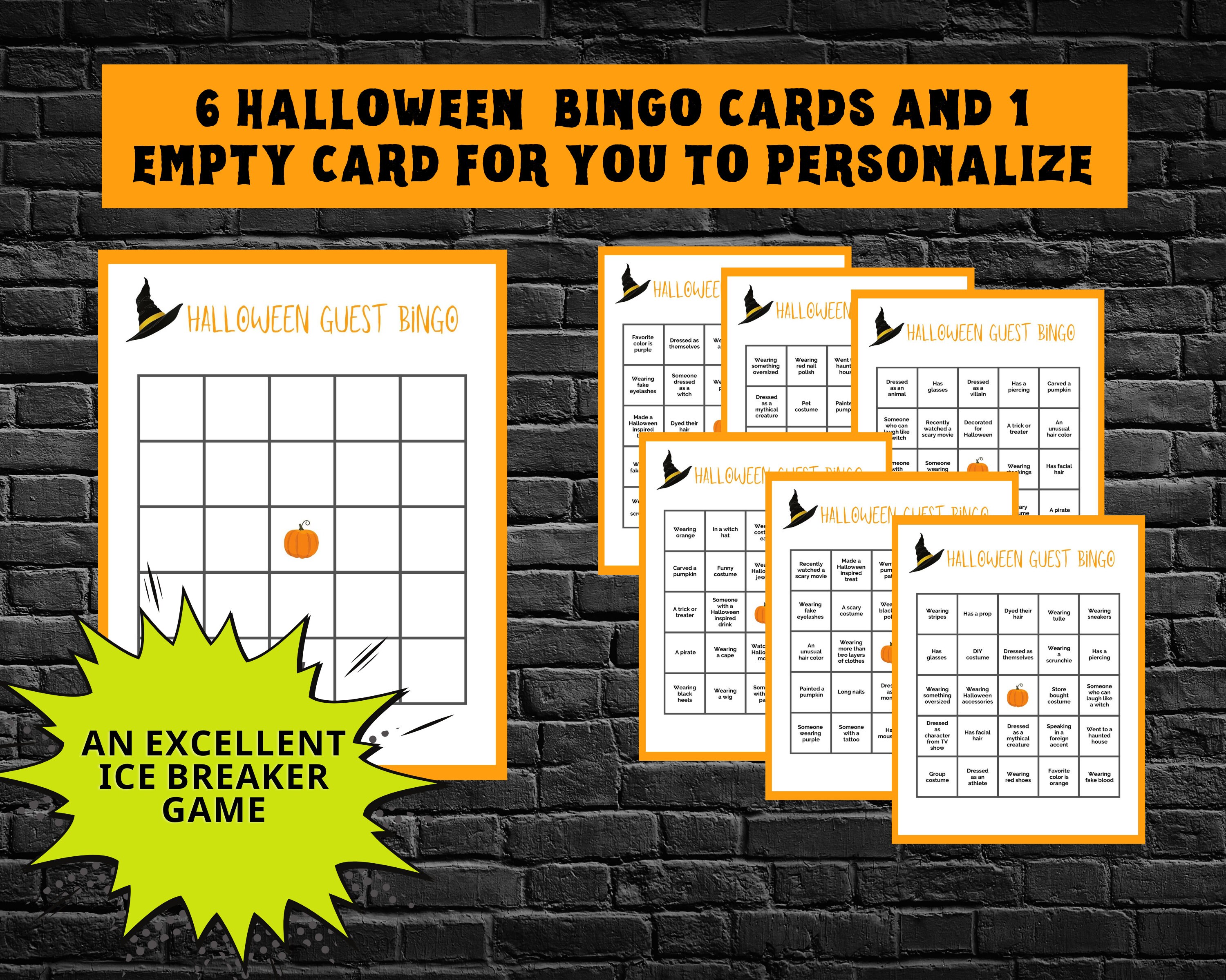 Halloween Bingo Printable Halloween Games Kids Halloween Etsy