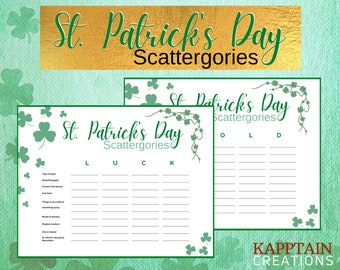 St Patricks Day Games | St Patricks Scattergories | Printable St Patricks Party Games | St Patricks Day Adult Party Games