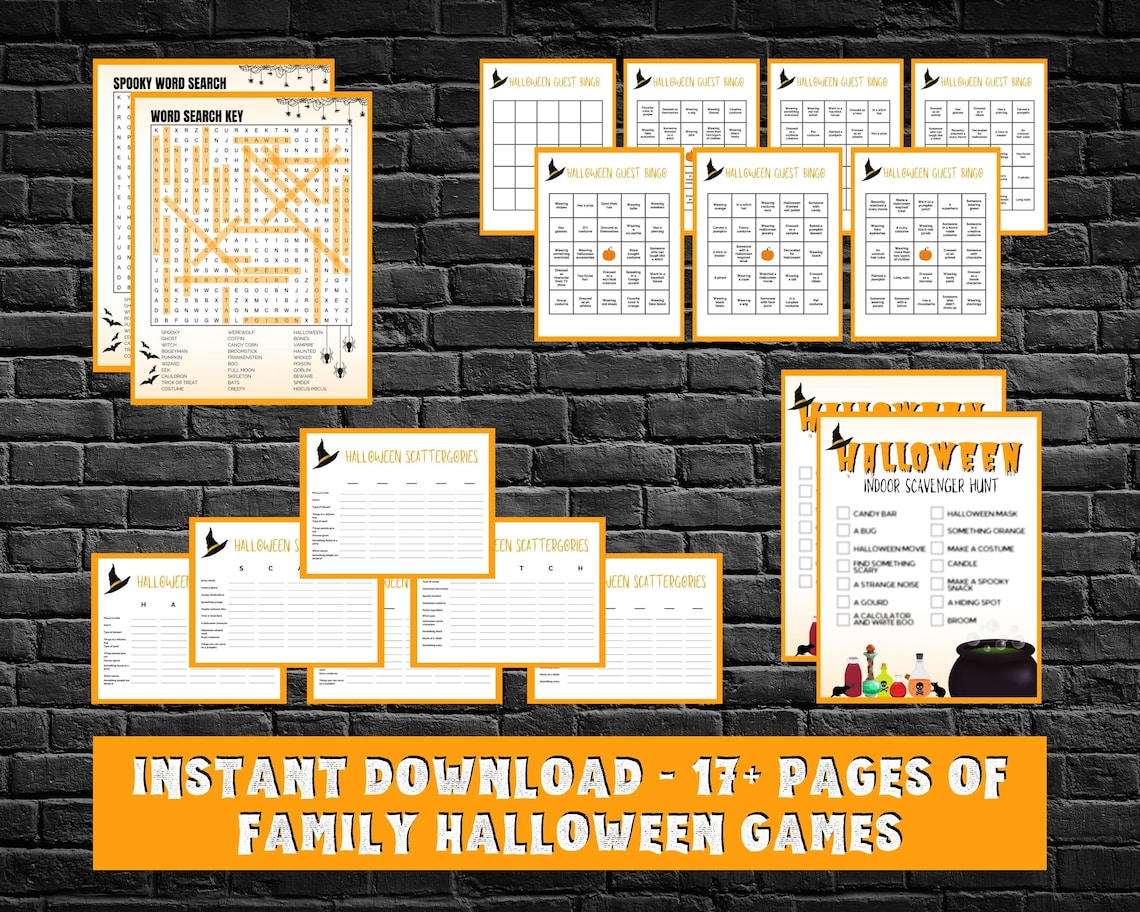 Halloween Games Printable | Virtual Halloween Games | Adult Halloween ...