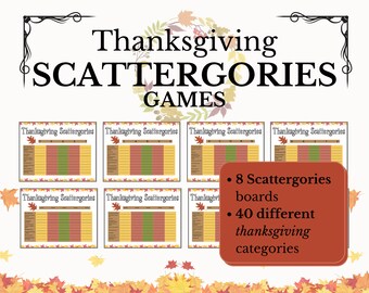 Thanksgiving Party Games | Thanksgiving Scattergories | Thanksgiving Printable | Friendsgiving Games | Virtual Thanksgiving Party Games