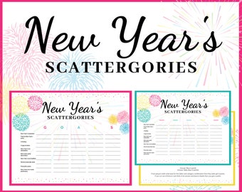 New Year's Scattergories | Printable New Year's Eve Games | New Year's Eve Party Game | Virtual NYE Games | Fun New Year's Eve Family Games