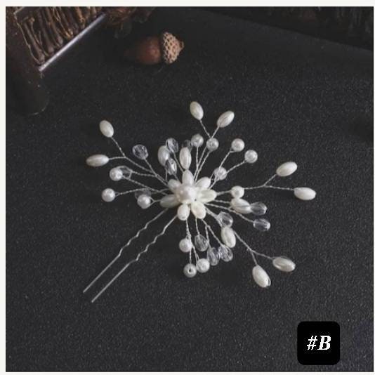 QUEOUNR Pearl Hair Pins, 5PCS Bridal Hair Clips Decorative Wedding Hair  Accessories Silver Head-piece for Brides Bridesmaid Prom Women Girls,H30