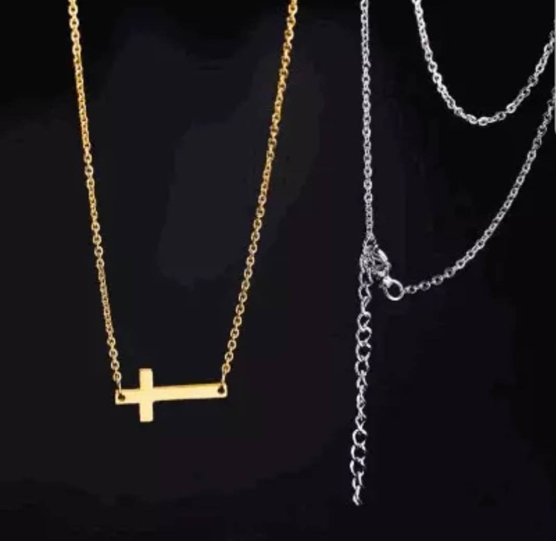 Sideways Cross Necklace Goldcross Necklace Gold Sideways Etsy