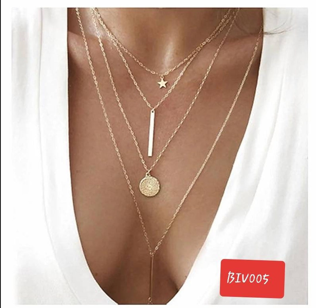 4 Layers Necklace Four Layer Necklace 4 Layers Chain Christmas