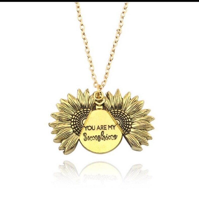 Sunflower Necklace you Are My Sunshine Message Locket Etsy