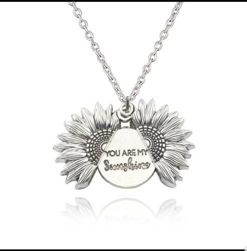 Sunflower Necklace you Are My Sunshine Message Locket Etsy