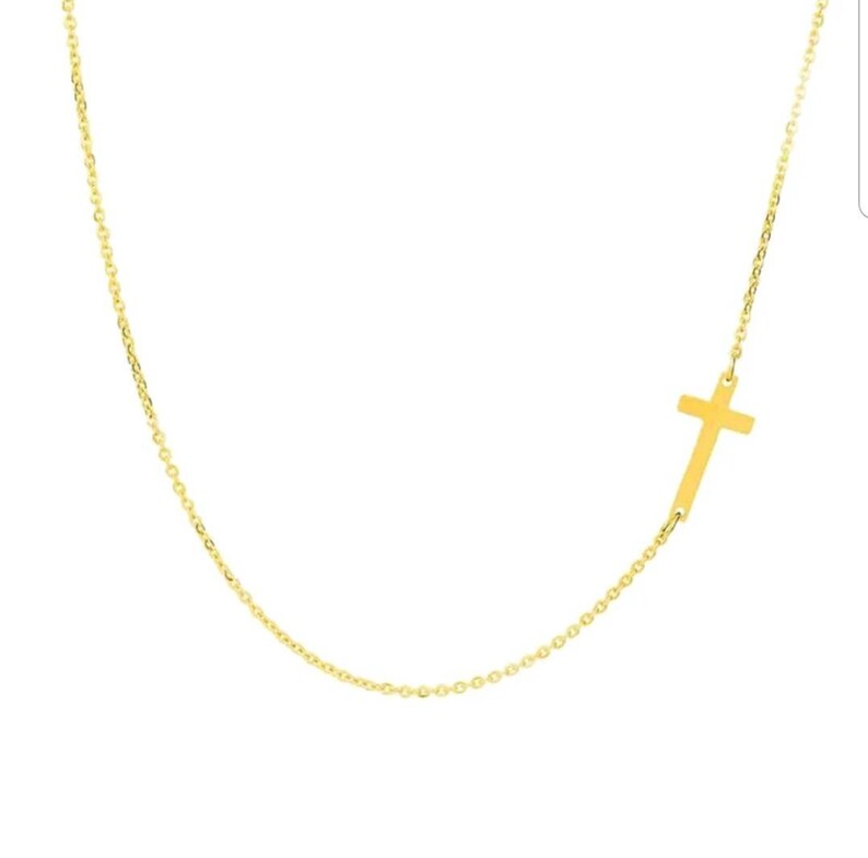 Sideways Cross Necklace Goldcross Necklace Gold Sideways Etsy