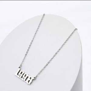 Aimber Birth Year Necklace 18K Gold Plated Birth Year Number Pendant Necklace Stainless Steel Birthday Year Necklace For Women,1970-2024, Metal