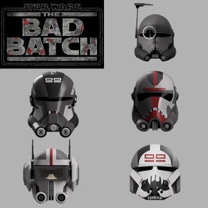 Bad Batch Helmet Set (The Clone Wars and The Bad Batch) Stl (Download)