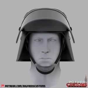 Op de afbeelding: Een zwarte helm met een vizier en een kinband. De helm heeft een gladde, matte afwerking.
