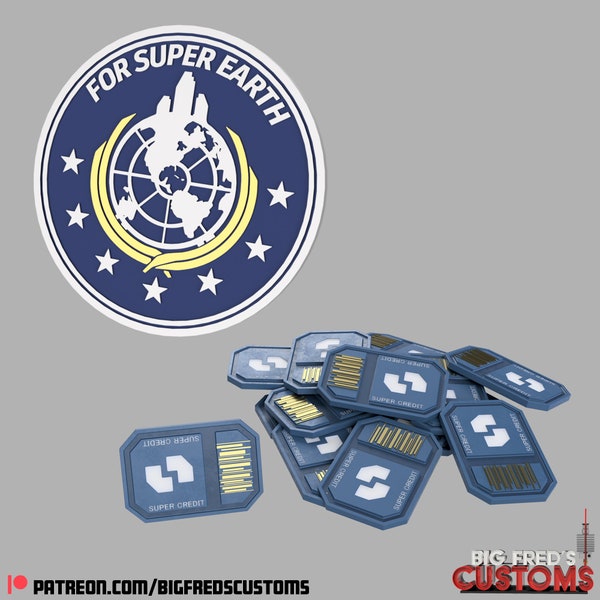 Super Earth Super Credit with Badge (Helldivers 2) STL (Download)