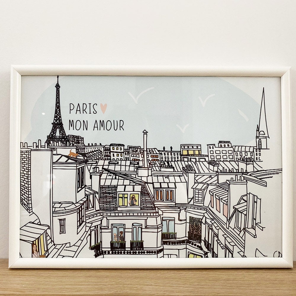 Affiche Paris Illustration Toit de Paris