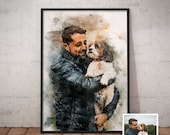 Custom Pet Portrait From Photo, Personalised Pet Portrait, Digital Custom Dog Watercolour Painting, Pet Lover's Gift, Gift For Dog Owner