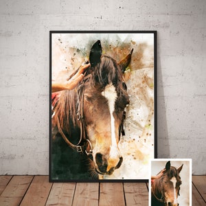 Custom Horse watercolour, Custom Drawing Horse Portrait From Photo, Personalized Sketch Art Custom Horse Digital Art Photo, Horse Lovers Art