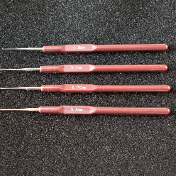 Lacing/Braiding Crochet hooks. 0.5,0.6,0.7,0.8mm options or pk of all 4