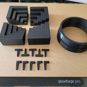 Glowforge Starter Kit, GF New Laser Kit, GF Exhaust Extension, Low Profile Honeycomb Pin, Laser Riser Blocks, Glowforge Tool Kit, 3D Printed