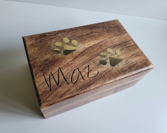 Personalized Pet Keepsake Wood Box, Pet Memorial Remains Box, Cremation Cat Ashes, Urn Box Dog Ashes, Custom Funeral Box, Rainbow Bridge Box