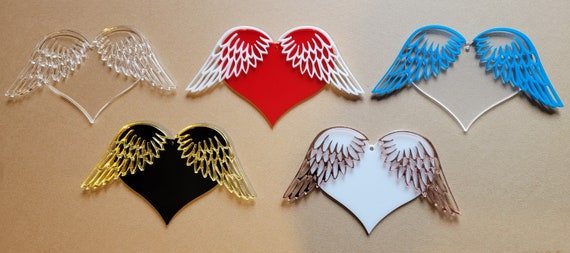 Angel Wing Heart Angel wings Wooden Angel wings mdf craft blank