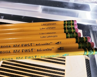 Personalized Young Kid Pencil, Custom Large Ticonderoga My First Tri-Write #2 Pencils, Little Kid Engraved Pencil, Beginner Pencil