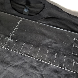 Acrylic Clear Ruler, 18&quot; Centering Tool, Decal Guide, Quilting Ruler, Sublimation Ruler, Vinyl TShirt Alignment, Crafter Tool, Center Ruler
