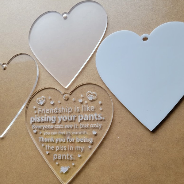 Wholesale Friendship Pissing Your Pants Blank Ornament, Funny Valentine Present, Christmas Pissing Pants Gag Gift, Holiday Heart Decoration