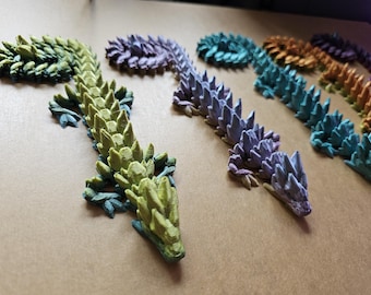 Articulated Gemstone Dragon, Fidget Toy, Children Gift, Desk Stress Decor, 3D Printed Rainbow Animal, Kid Birthday Present, Cinderwing3D