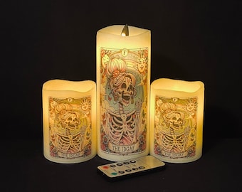 Tarot Card Flameless Candle Set: "The IDGAF" Real Wax LED Candles