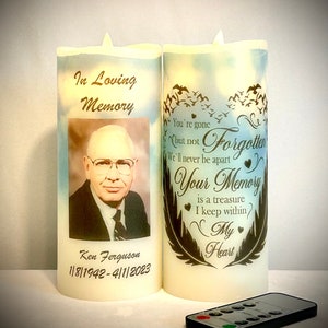Custom Memorial, candle, flameless, memorial gift, funeral centerpiece personalized candle, memorial candle, in loving memory, custom photo
