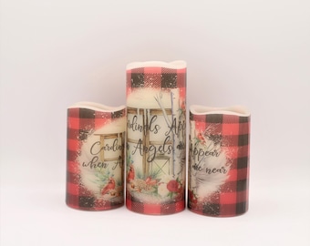Cardinal Christmas Candle Set: Real Wax LED, Holiday Home Decor