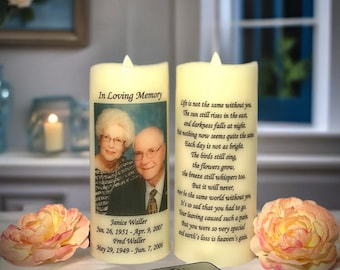 Custom Memorial Photo Candle: Flameless LED Remembrance Gift