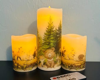 Decoración de guardería con animales del bosque, luz de noche para guardería, regalo para baby shower