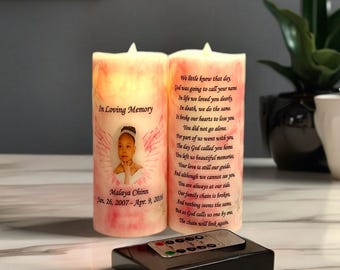 Personalized Memorial Flameless Candle: Custom Photo, In Loving Memory