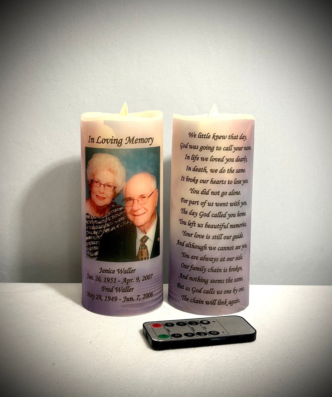 Custom Memorial, Candle, Flameless, Memorial Gift, Funeral Centerpiece Personalized Candle