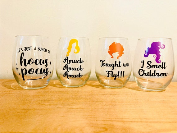 Hocus Pocus Wine Glass Set: Sanderson Sisters Halloween Glasses - Etsy