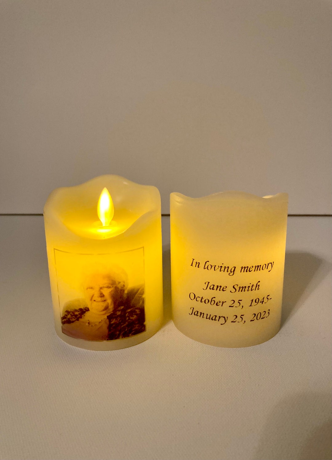 Memorial Candle, Funeral, Gift, Led Flameless, Real Wax, Battery