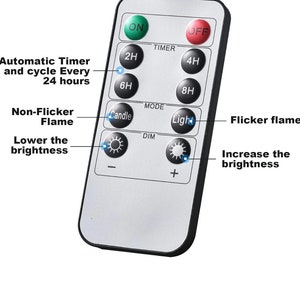 Remote option available. The candle itself has an on/off switch. The remote allows you to set a timer, change the brightness, and adjust the light settings.