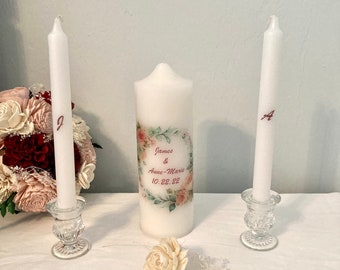 Personalized Unity Candle Set: Blush Pink Wedding Ceremony Candles