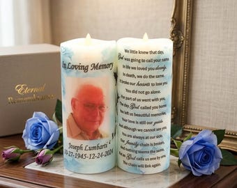 Personalized Memorial Candle: Flameless LED Real Wax, Funeral Gift